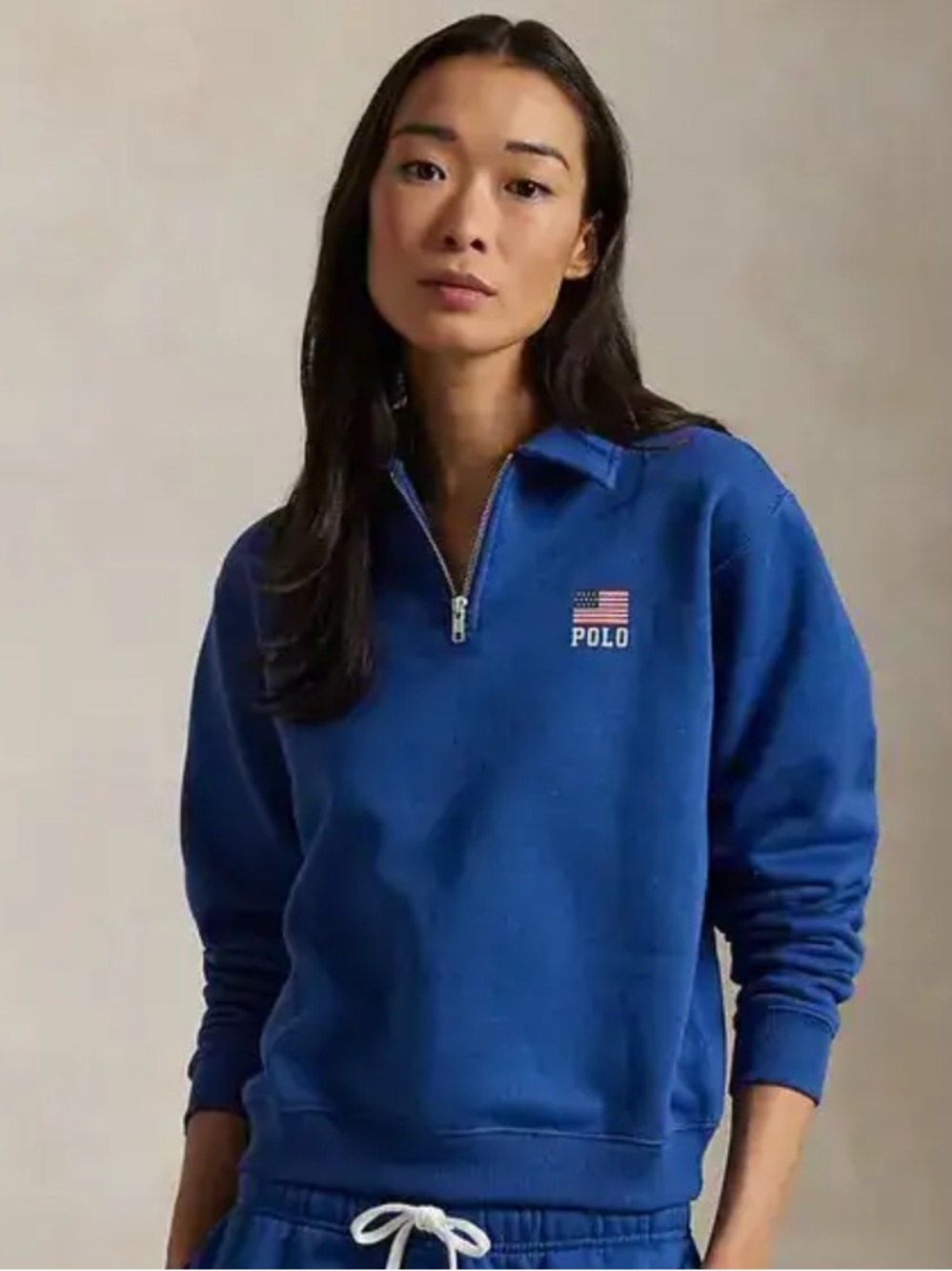 Ralph Lauren Royal Blue Quarter-Zip Fleece Pullover Size Medium